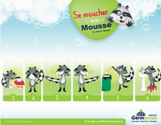 Affiche Se Moucher Enfants avec Mousse - Technique Hygiène Services Garde | GERMACTION
